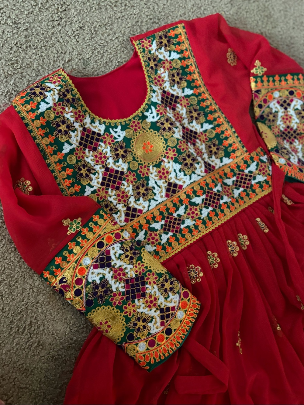 Hand Embroidered Afghan Style Pashtun Wedding Dress